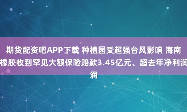 期货配资吧APP下载 种植园受超强台风影响 海南橡胶收到罕见大额保险赔款3.45亿元、超去年净利润