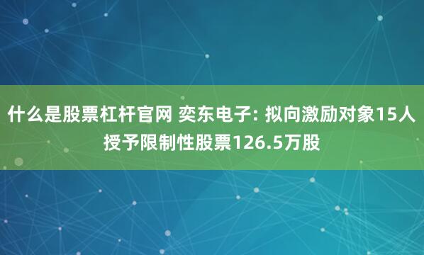 什么是股票杠杆官网 奕东电子: 拟向激励对象15人授予限制性股票126.5万股